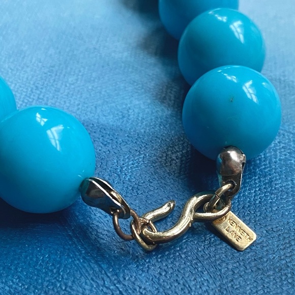 VTG KJL KENNETH JAY LANE Turquoise Graduated Beaded Statement Necklace - Picture 4 of 8